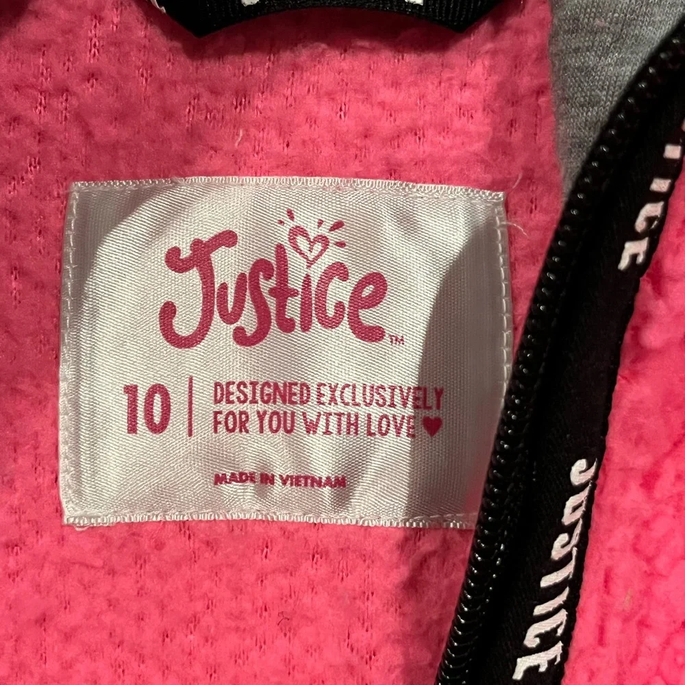 EUC - Justice - Neon Pink Fleece Half Zip Hoodie - Size 10